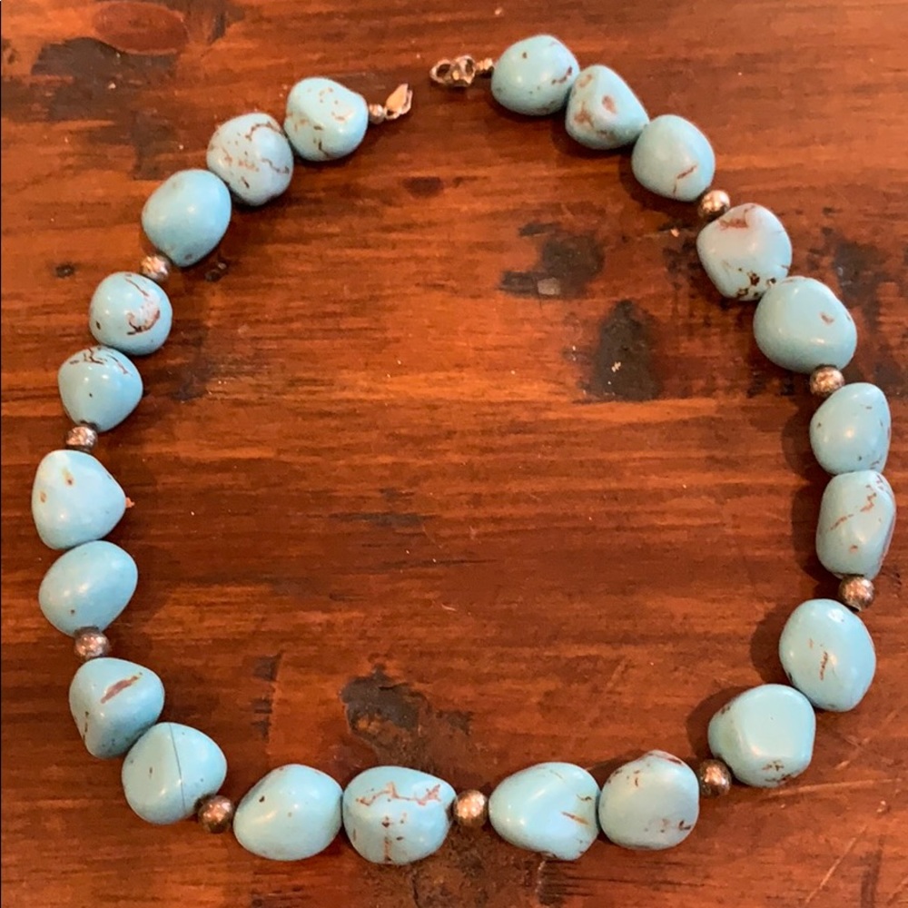 Turquoise looking stone necklace  - 16 inches.